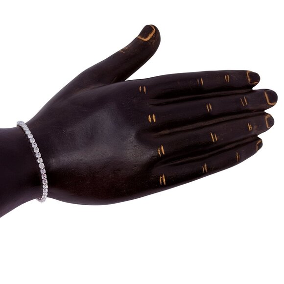 Swarovski Crystal Slider Tennis Bracelet Sterling Silver Overlay Adjustable NOS - Picture 2 of 6